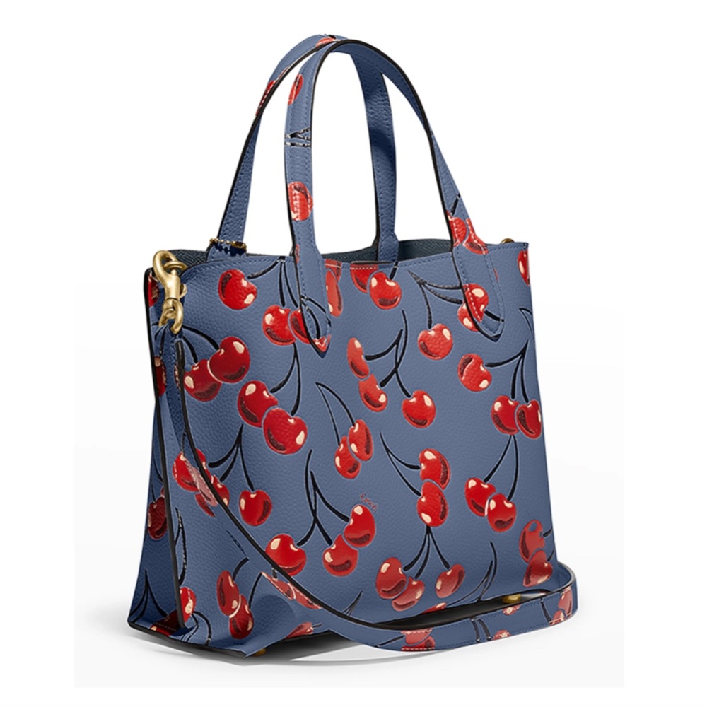 NWT $350 COACH Willow Cherry-Print Leather Tote Bag! - Picture 3 of 16